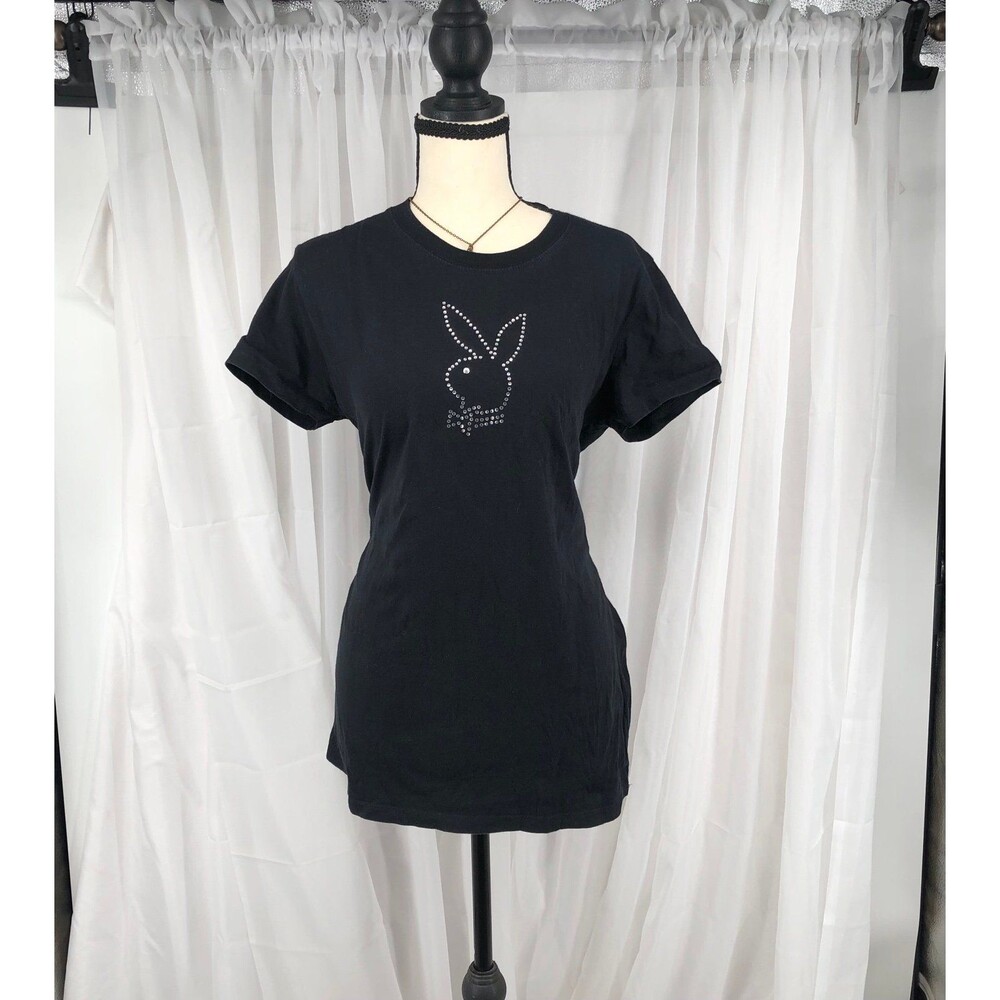 True Vintage Y2k Black Playboy Bunny Rhinestone T-Shirt